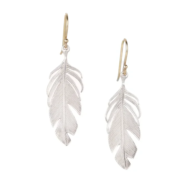 Large Silver Feather Earrings