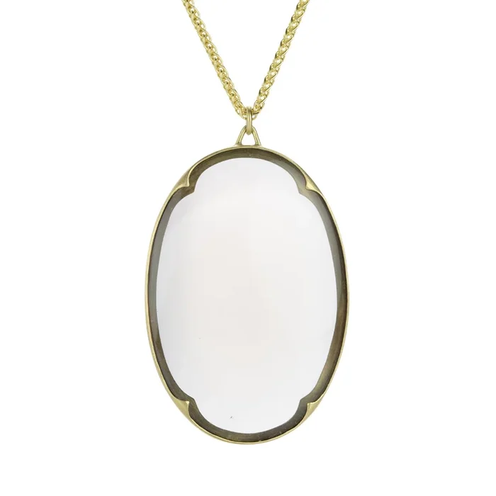 Large Smoky Quartz Lens Pendant Necklace