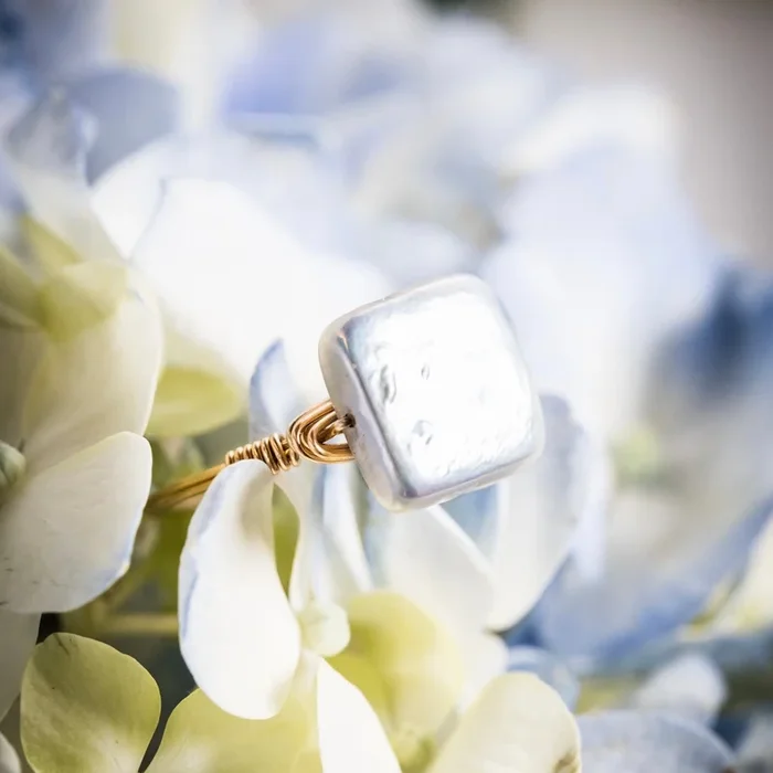 Large Square Pearl Ring
