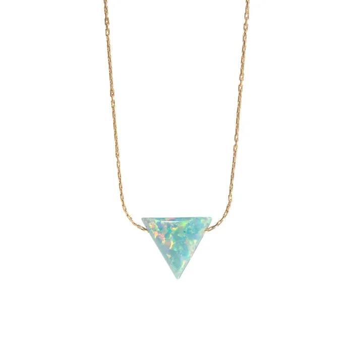 LARGE TRIANGLE | Opal Charm on a Gold Filled Chain Necklace