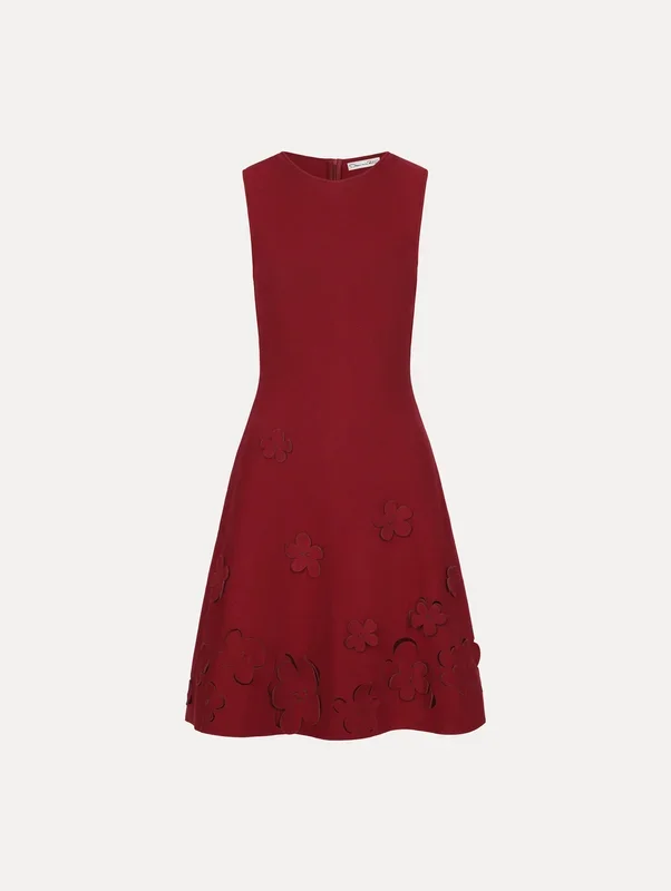 Laser-Cut Floral Knit Dress