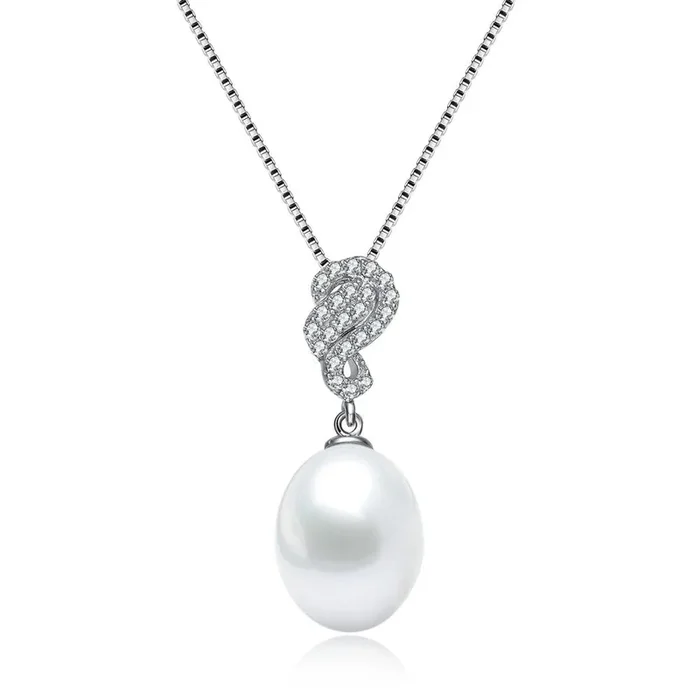 Laurie Swirl Design White Pearl Drop Pendant