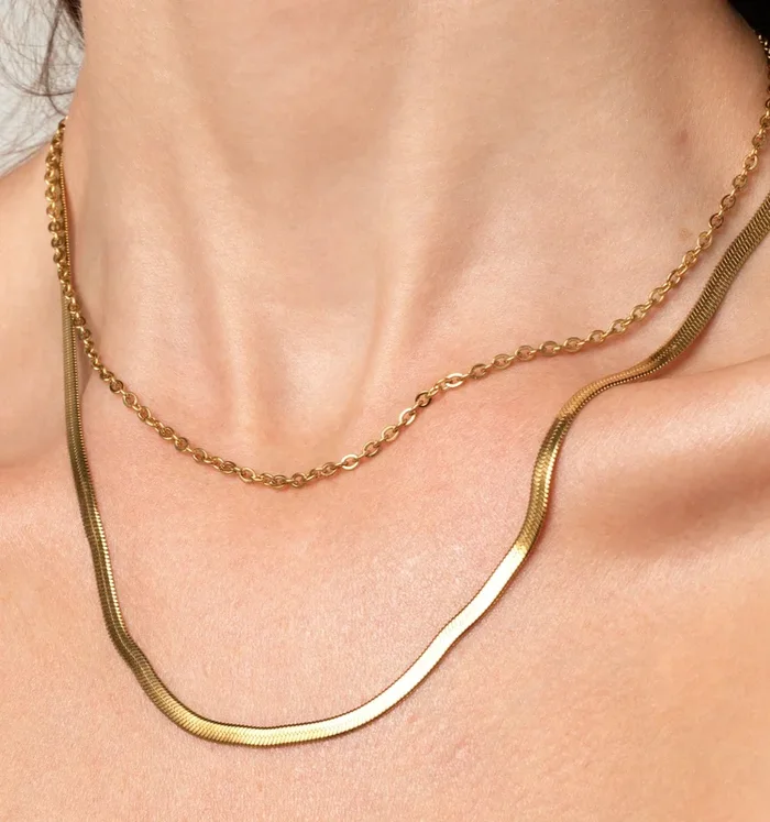 Layered Herringbone & Cable Necklace