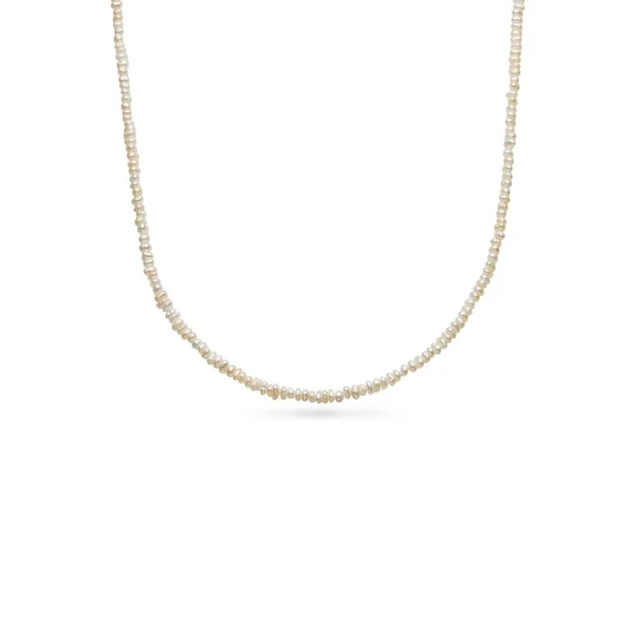 Layering Mini Pearl Beaded Chain Necklace (Silver)