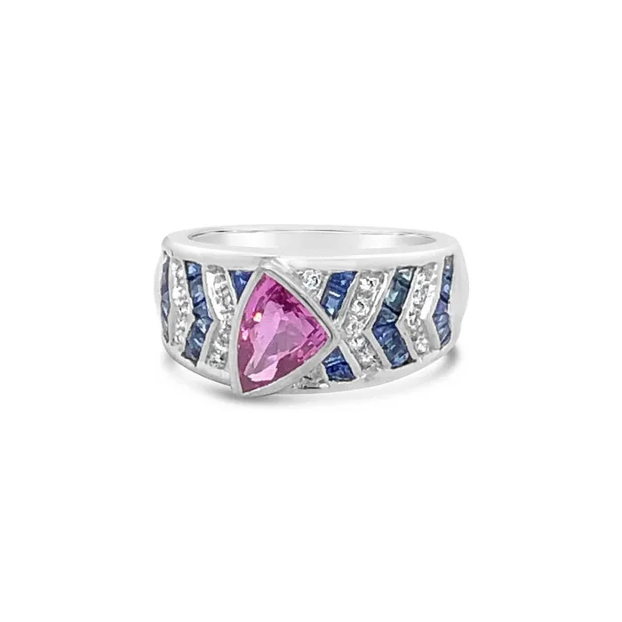 Le Vian Grand Sample Sale Ring featuring Bubble Gum Pink Sapphire, Blueberry Sapphire set in 18K White Gold