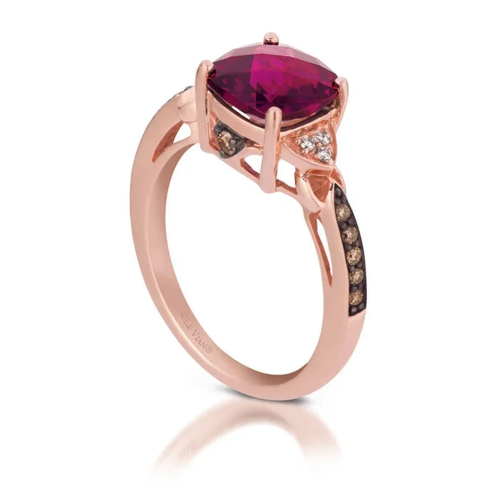 Le Vian Grand Sample Sale Ring featuring Raspberry Rhodolite Chocolate Diamonds, Vanilla Diamonds set in 14K Rose Gold