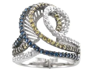 Le Vian Grand Sample Sale Ring featuring White Sapphire, Yellow Sapphire, Blueberry Sapphire set in 14K Vanilla Gold
