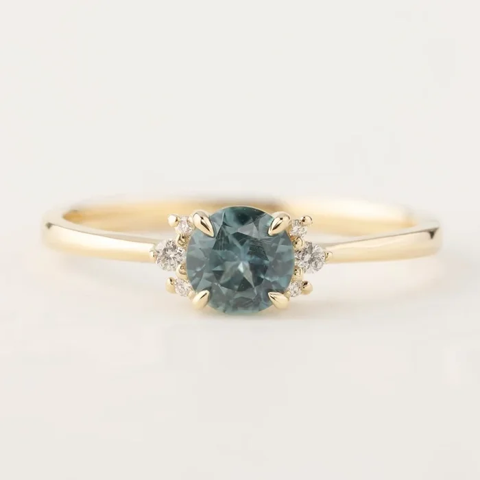 Lena Ring – 0.66ct Teal Montana Sapphire (one of a kind)