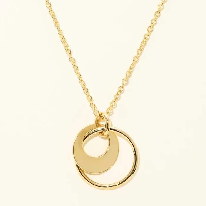 Leslies Double Circle Necklace in 14kt Yellow Gold
