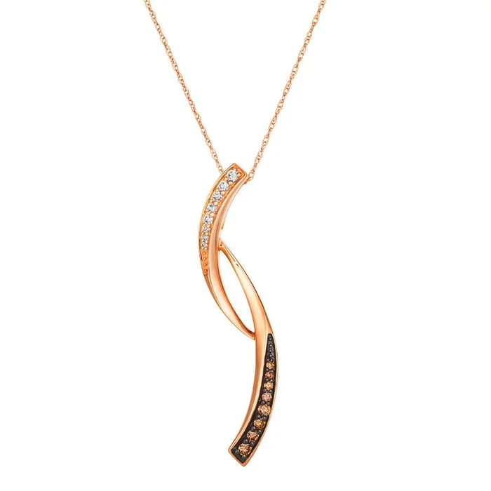 LeVian Diamond Necklace 1/4 cts Brown Pendant in 14K Rose Gold