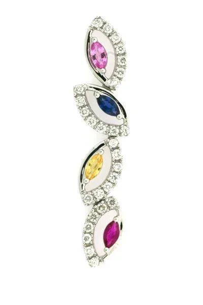 LeVian Necklace Blue Sapphire and Diamond in 14K White Gold 1 1/4 cts