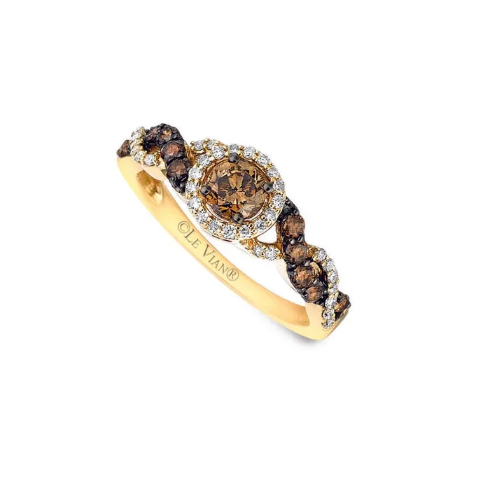 LeVian Ring Chocolate Diamond in 14K Yellow Gold 3/4 cts Size 7