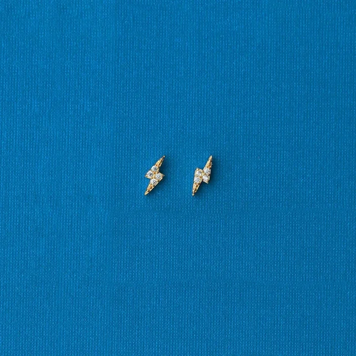Lightning Bolt Crystal Stud Earrings