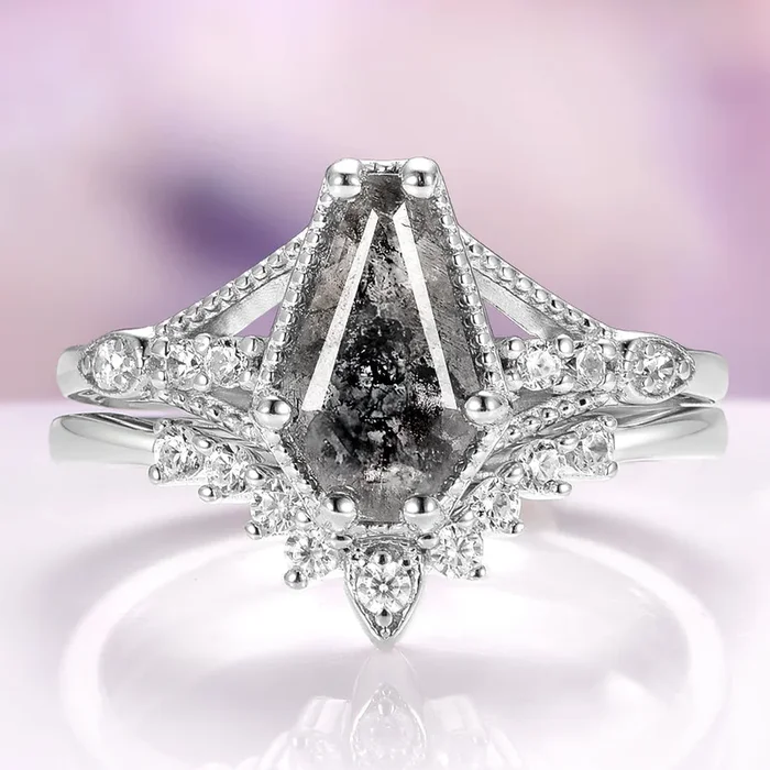 Lilith Natural Herkimer Diamond Ring Set in Sterling Silver