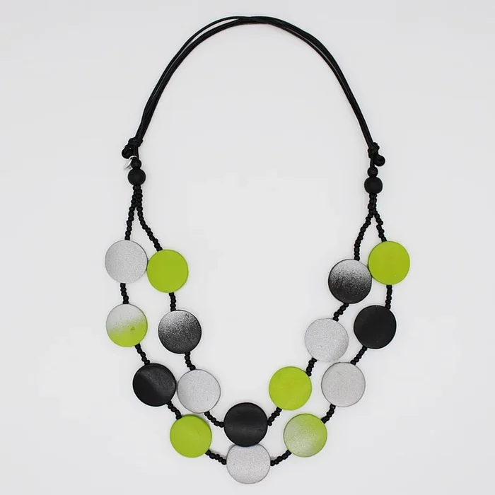 Lime and Black Double Strand Collins Necklace