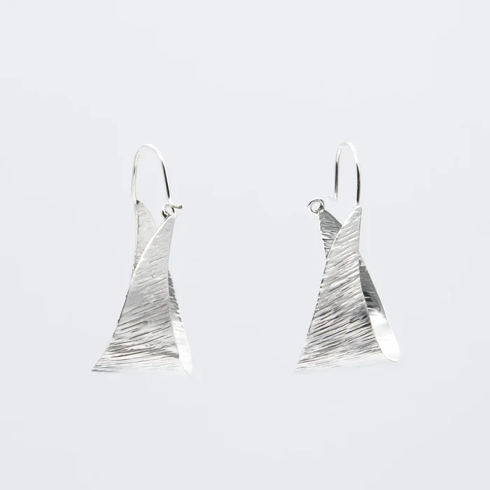 Lined Texture Sterling Silver Hoop Earrings