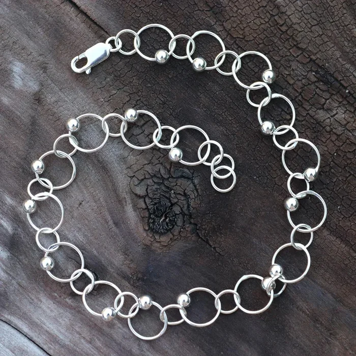 Links and Beads Anklet A04