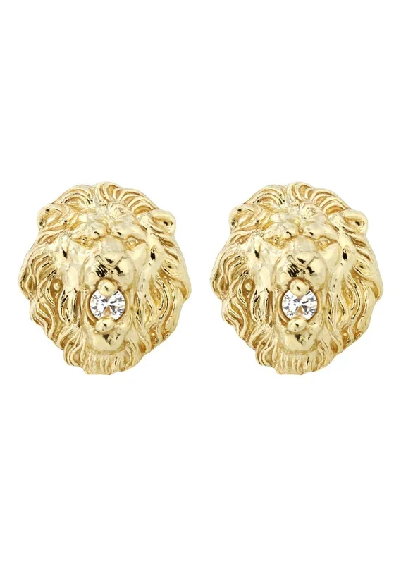 Lion 10K Yellow Gold Studs | Appx. Diameter 0.3 Inches
