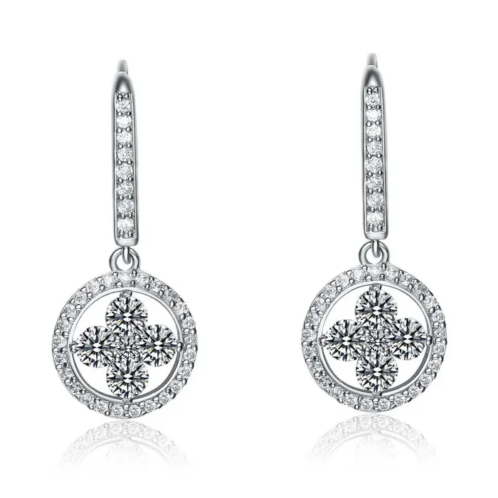 Lisette Round Flower Design Drop Earrings