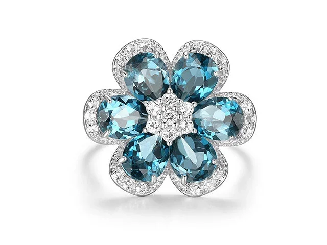 London Blue Topaz Flower Ring