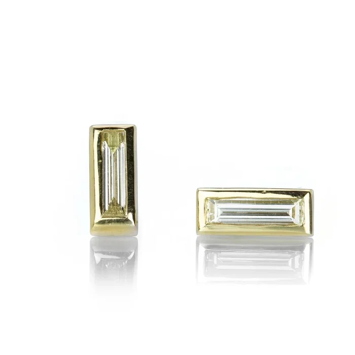 Long Baguette Diamond Studs