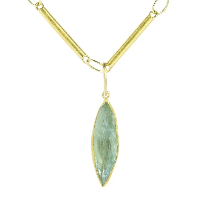 Long Rough Cut Aquamarine Pendant (Pendant Only)
