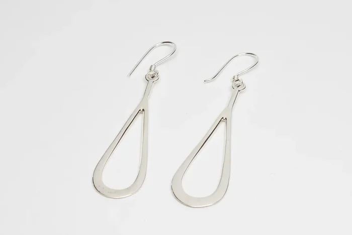 Long Teardrop Sterling Silver Earrings