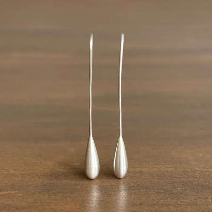 Longer Liquid Sterling Silver Streamline Earrings