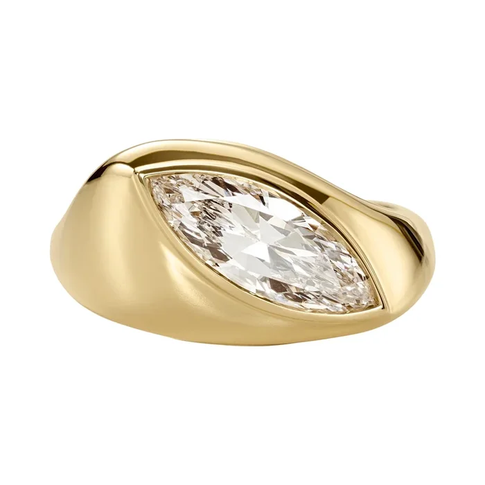 Longitude 18K Gold Marquise Solitaire Engagement Ring