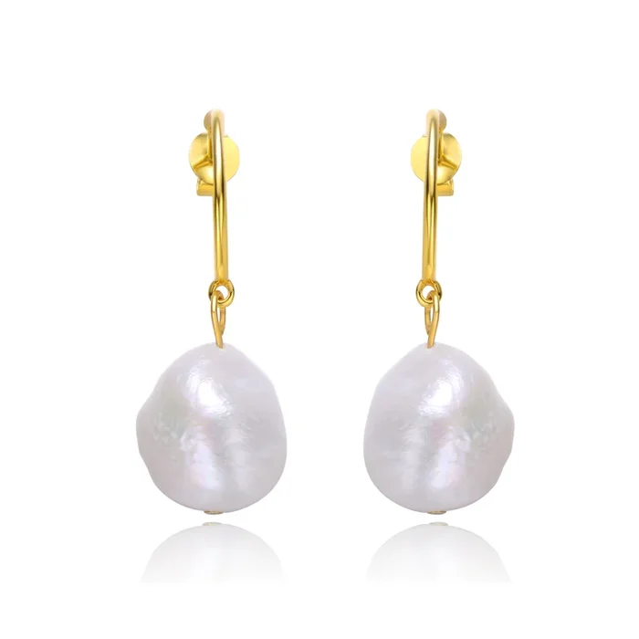 Lorraine Pearl Dangle Drop C-Hoop Earrings