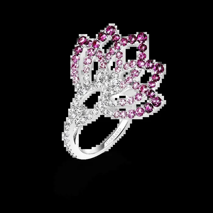 Lotus Flower Pink Sapphire and Diamond Ring | In 18K White Gold
