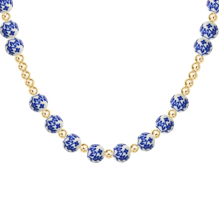 Lotus | Gold Filled Beaded Necklace with Porcelain
