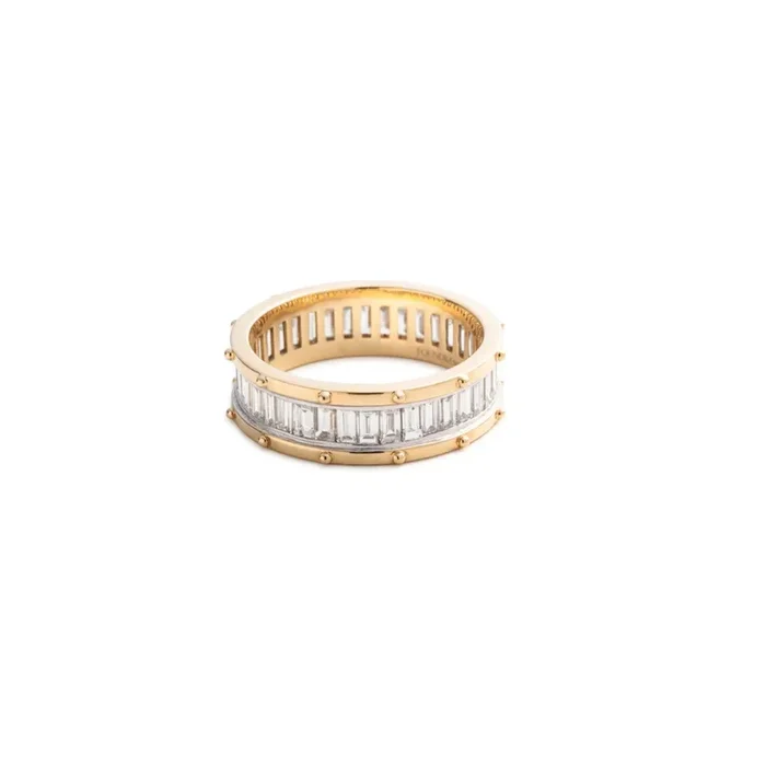 Lovestruck Pierced Baguette Diamond Wide Band : in Yellow Gold