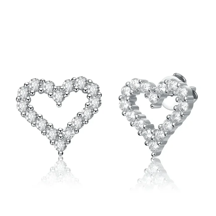 Lucie French Pave Heart Halo Stud Earrings