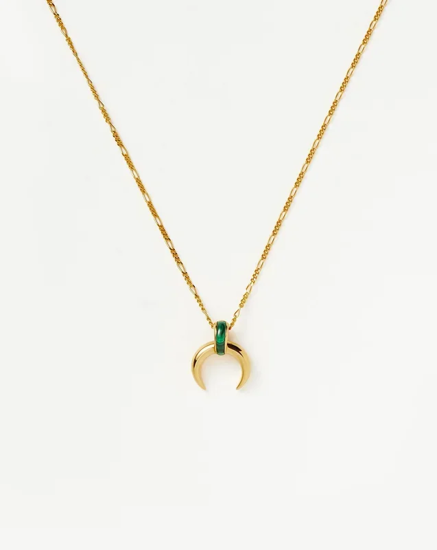 Lucy Williams Malachite Horn Pendant Necklace | 18ct Gold Vermeil/Malachite