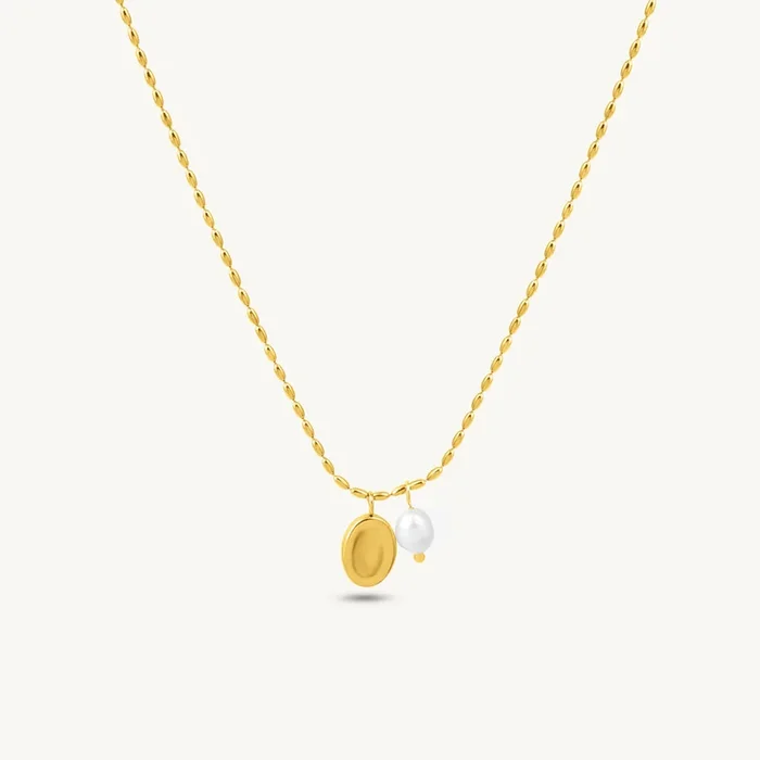 Lumina Oval & Pearl Drop Necklace