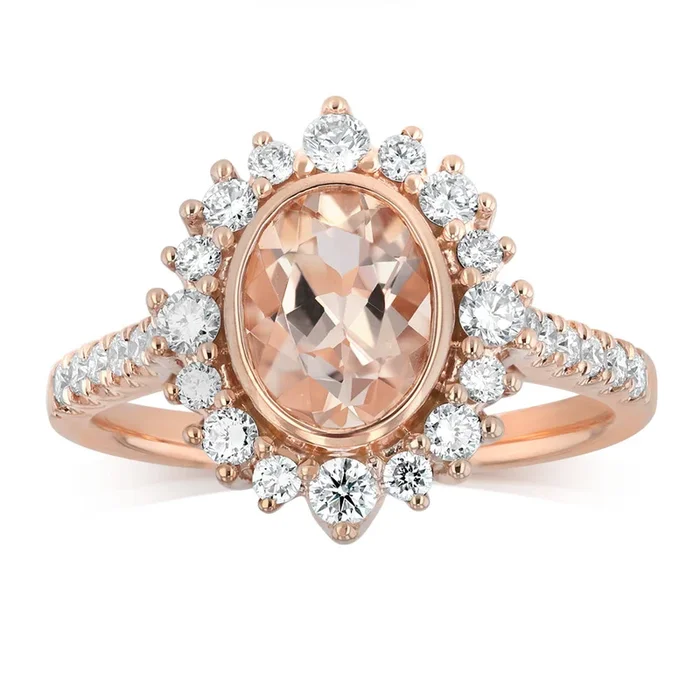 Luminesce Lab Grown 1/2 Carat Diamond and Morganite Dress Ring in 9ct Rose Gold