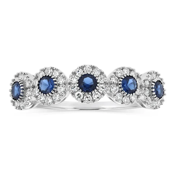 Luminesce Lab Grown 1/4 Carat Diamonds 3 Created Sapphire Sterling Silver