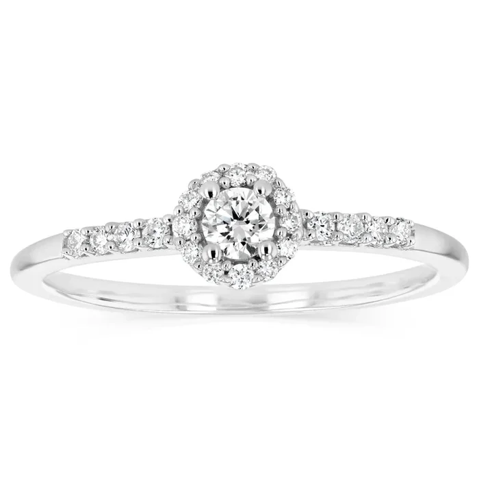Luminesce Lab Grown 1/5 Carat Diamond Halo Ring in Sterling Silver