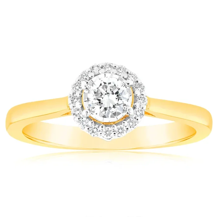 Luminesce Lab Grown 18ct Yellow Gold 0.30 Carat Diamond Solitaire Ring with Centre Diamond 0.25 Carat