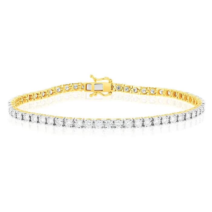 Luminesce Lab Grown 2 Carat Diamond Tennis Bracelet in 9ct Yellow Gold