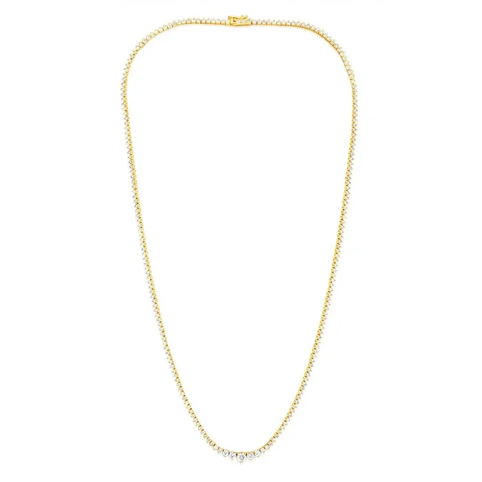 Luminesce Lab Grown 3 Carat Diamond Tennis Necklace in 9ct Yellow Gold