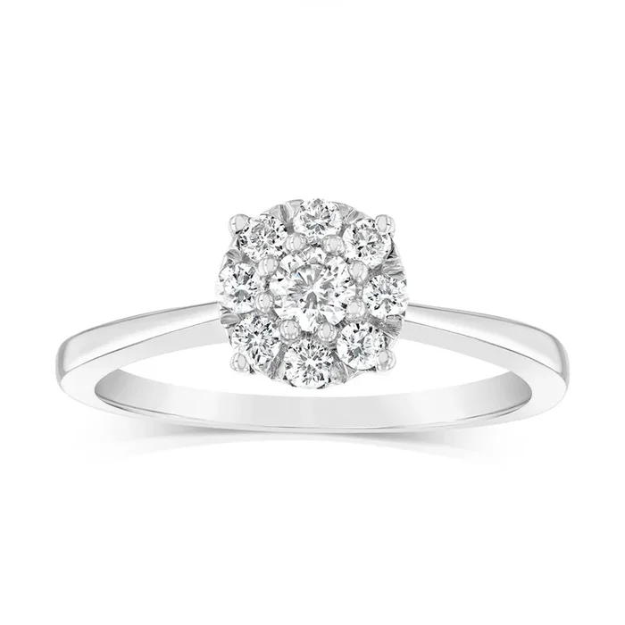 Luminesce Lab Grown 9ct White Gold 0.30 Carat Diamond Round Cluster Ring