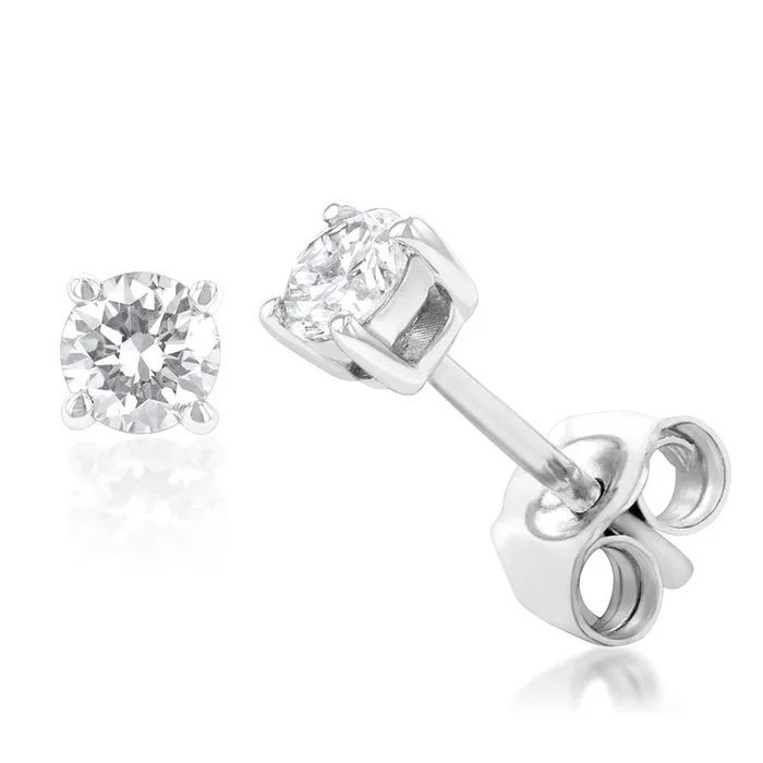 Luminesce Lab Grown 9ct White Gold Diamond Solitiaire Classic 1/3 Carat Stud Earrings