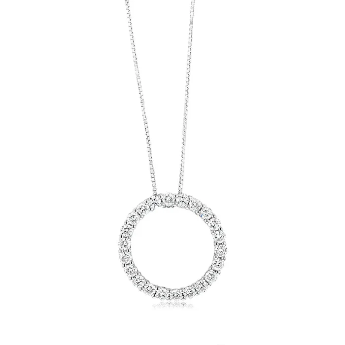 Luminesce Lab Grown Circle Pendant in 1 Carat Diamond with Silver Slider Chain
