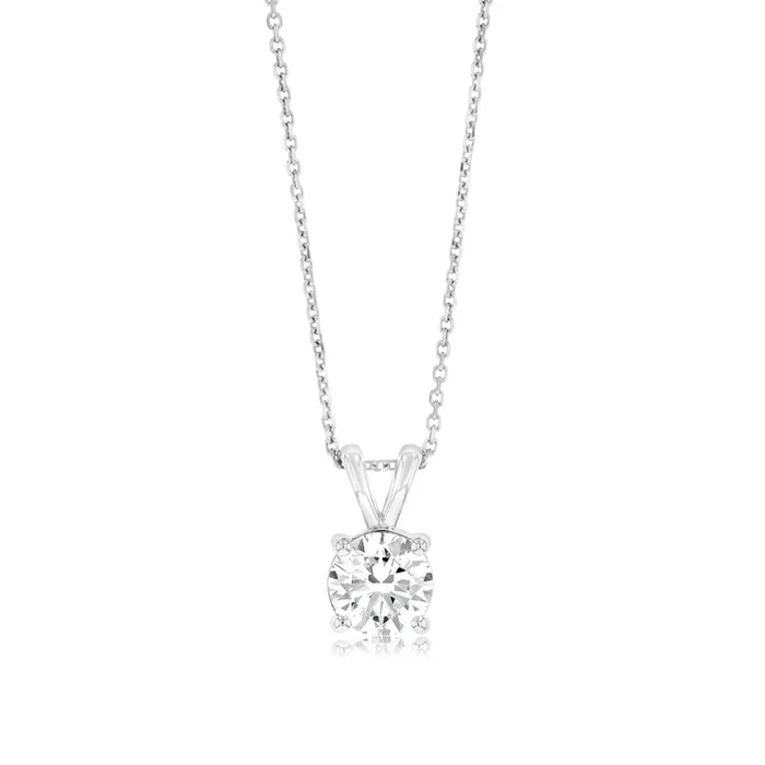 Luminesce Lab Grown Solitaire 1.5Ct Diamond Pendant in 9ct White Gold with Adjustable Chain