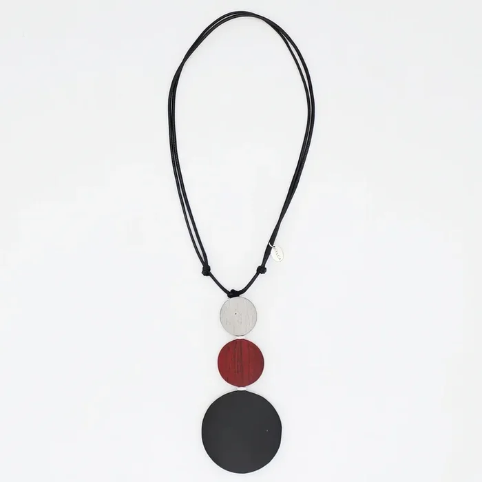 Luna Noir Triple Bead Pendant Necklace