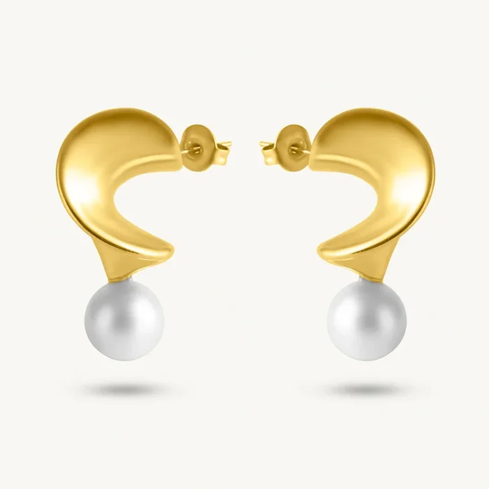 Lustrous Pearl Bell Earrings