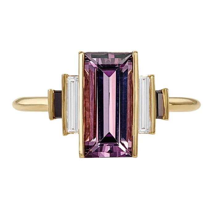 Lyra OOAK Purple Spinel & Baguette Diamond Engagement Ring