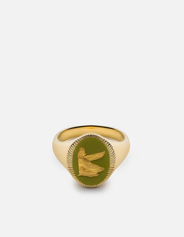 Ma’at Ring, Gold Vermeil/Sage